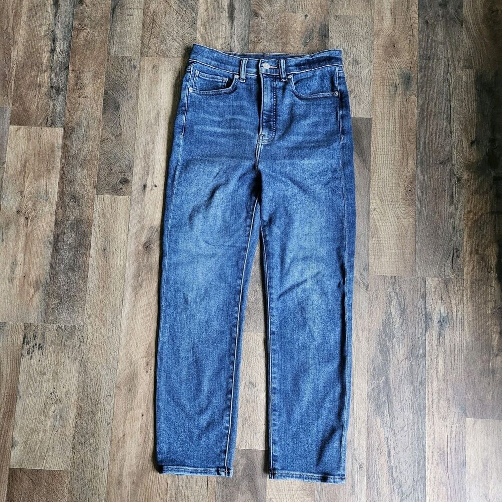 Express Slim Ankle Super High Rise Dark Wash Jeans Minimalist 6/R